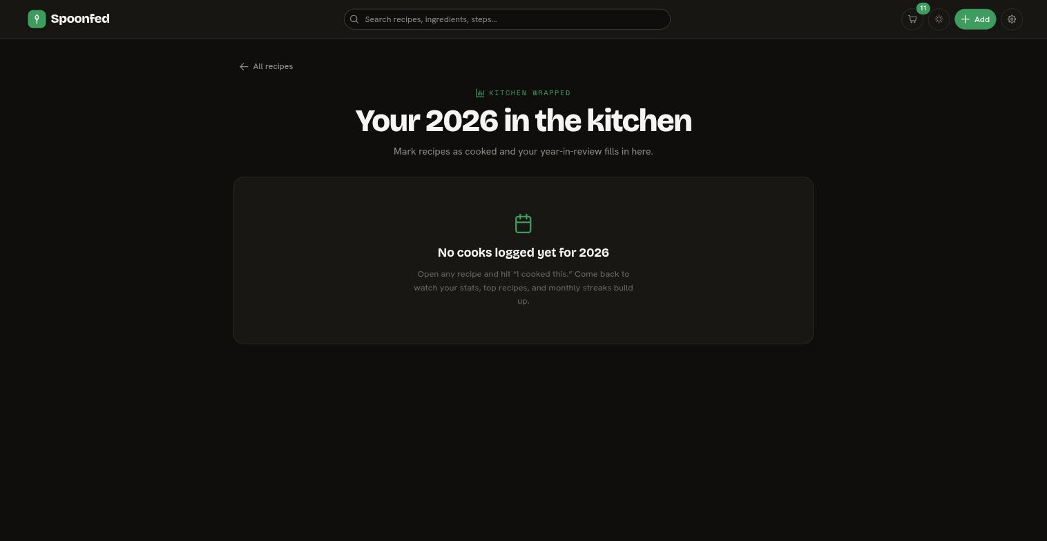 Kitchen Wrapped: "Your 2026 in the kitchen", waiting for logged cooks to fill in